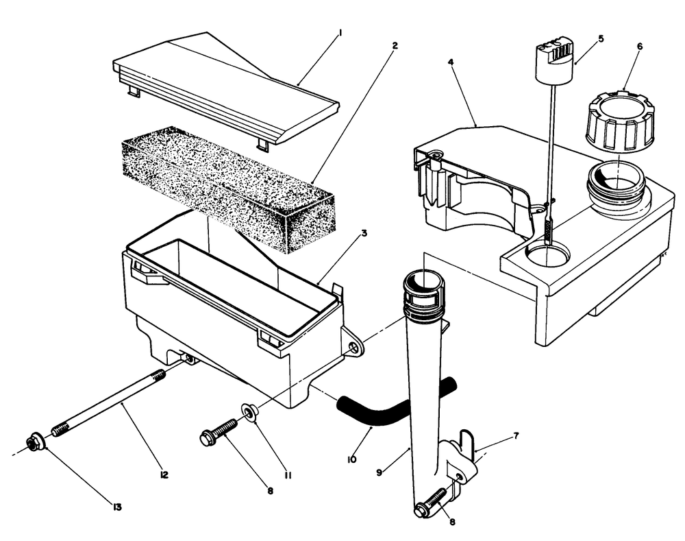 Air Cleaner & Fuel Tank Assembly (Engine Model No. Vmm1-2) Diagram and Parts List for 26621B 2000001 - 2999999 Toro Lawn Mower