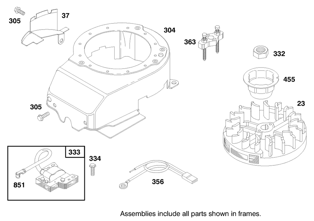 Engine Briggs & Stratton Model 12f802-1750-A1 Diagram and Parts List for 20445 7900001 - 7999999 Toro Lawn Mower