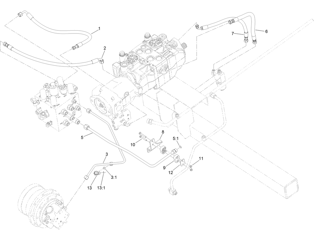 Traction Two Speed Hydraulic Hose Assembly Diagram and Parts List for 23803 400000000 - 999999999 Toro Lawn Tractor Accessories