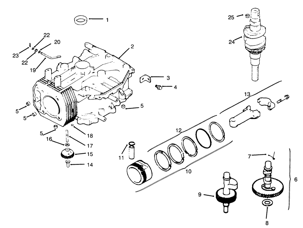 Crankcase Diagram and Parts List for 30157 690001 - 691407 Toro Lawn Tractor Accessories