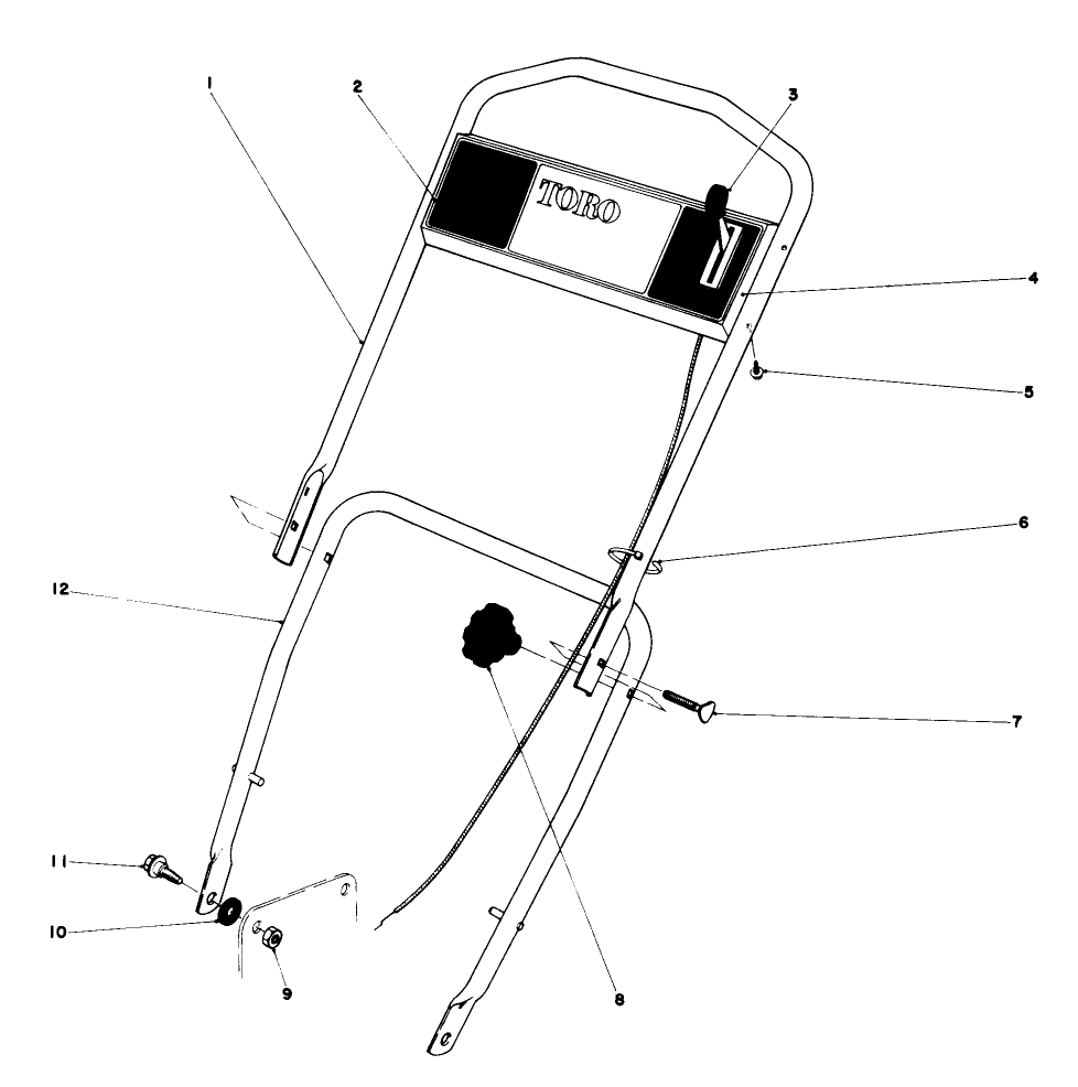 Handle Assembly Model 18015 Diagram and Parts List for 18015 8000001 - 8999999 Toro Lawn Mower