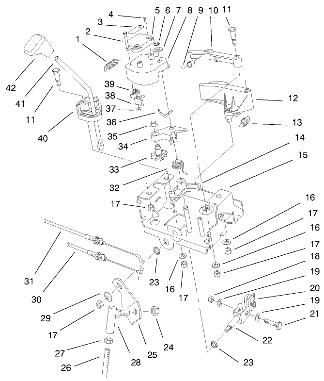 Traction Linkage Assembly Diagram and Parts List for 38558 99000001 - 99999999 Toro Snow Blower