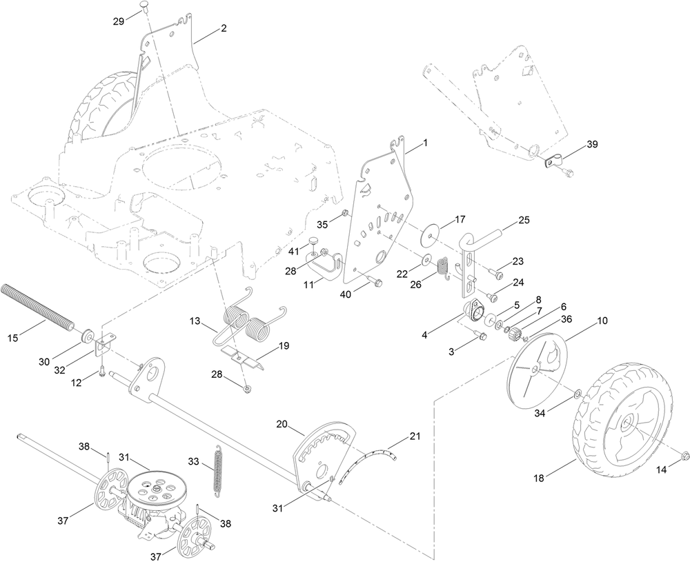 Traction And Height-Of-Cut Assembly Diagram and Parts List for 22205TE 400000000-400699999 Toro Lawn Mower