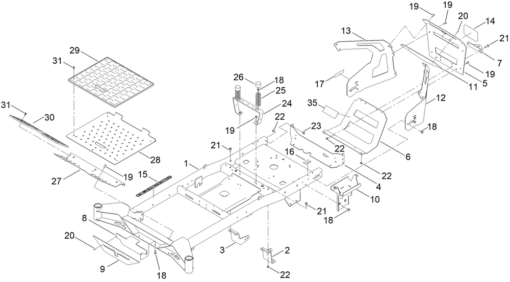 Frame Assembly Diagram and Parts List for 76501 417400000 - 417999999 Toro Lawn Tractor