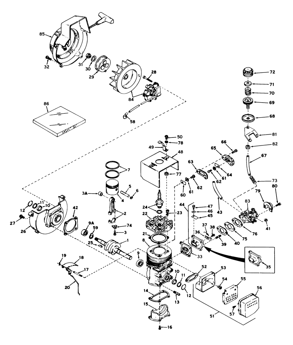 Engine, Model No. Ah-520 Types 1401f & 1450e Diagram and Parts List for 31502 2000001 - 2999999 Toro Snow Blower