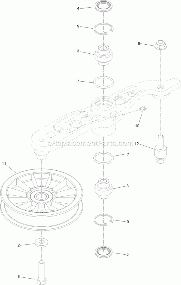 Pump Idler Assembly No. 116-1255 Diagram and Parts List for 74942TE 314000001-314999999 Toro Lawn Mower