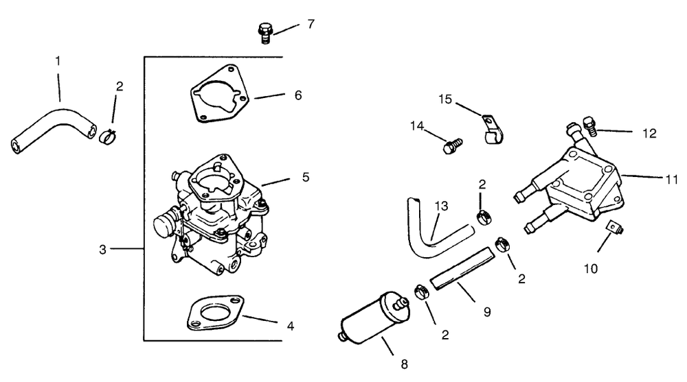 Fuel System Diagram and Parts List for 74209 (200001000-200999999)(2000) Toro Lawn Mower