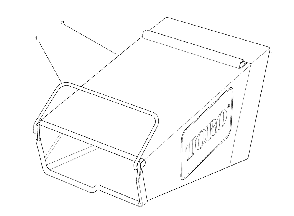 Grass Bag Assembly Diagram and Parts List for 26620BF 1000001 - 1999999 Toro Lawn Mower