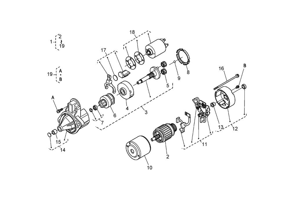 Starter Assembly Diagram and Parts List for 74264TE (260000001-260999999)(2006) Toro Lawn Mower