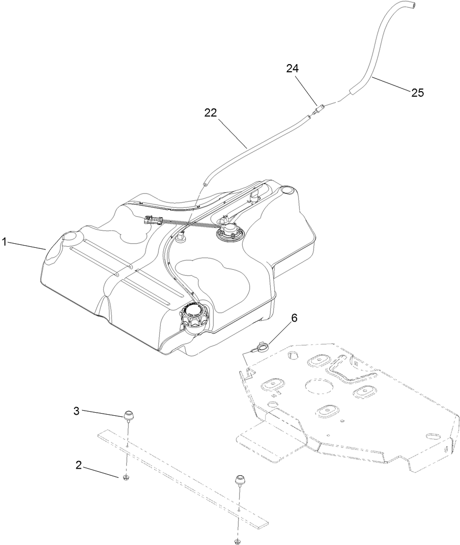 Fuel Tank Mounting Assembly Diagram and Parts List for 74951 (311000001-311000402)(2011) Toro Lawn Mower