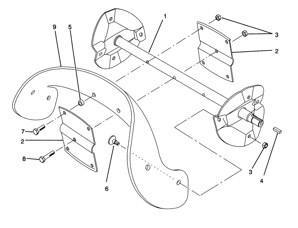 Rotor Assembly Diagram and Parts List for 38190 49000001 - 49999999 Toro Snow Blower