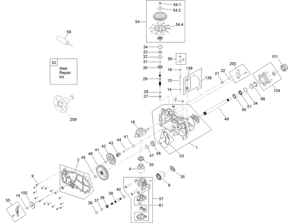 Lh Transaxle Assembly No. 139-7460 Diagram and Parts List for 75761TA 400000000 - 412599999 Toro Lawn Tractor