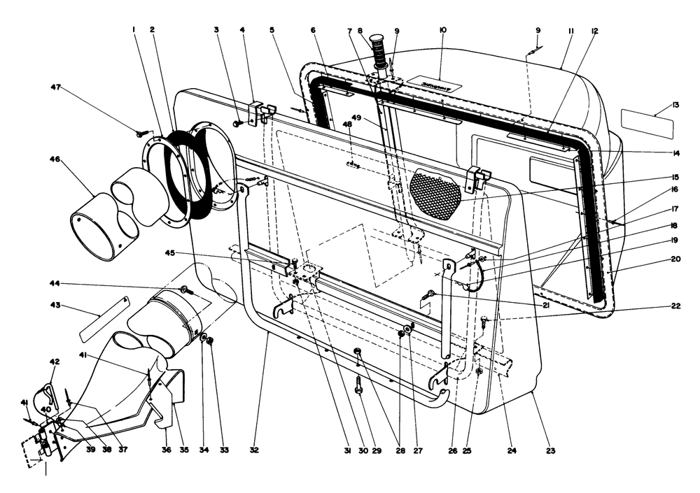 Easy-Empty Grass Catcher Model 59111 Diagram and Parts List for 57300 1000001 - 1999999 Toro Lawn Tractor