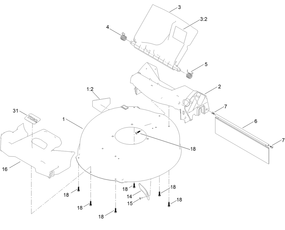 Housing Assembly Diagram and Parts List for 21311 400000000 - 999999999 Toro Lawn Mower