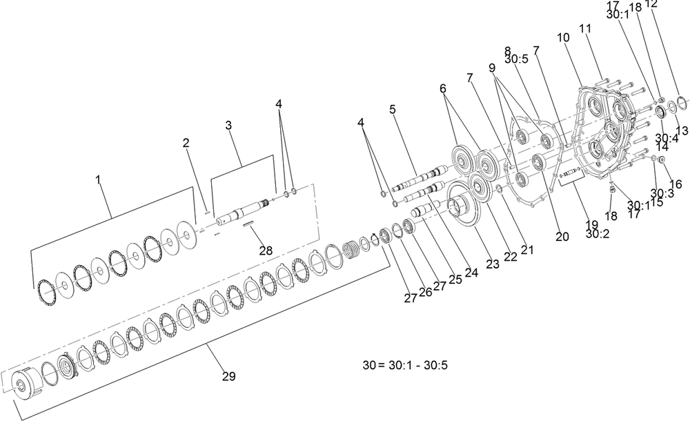 Transmission Assembly 2 Diagram and Parts List for 72096 406343181-407109999 Toro Lawn Tractor