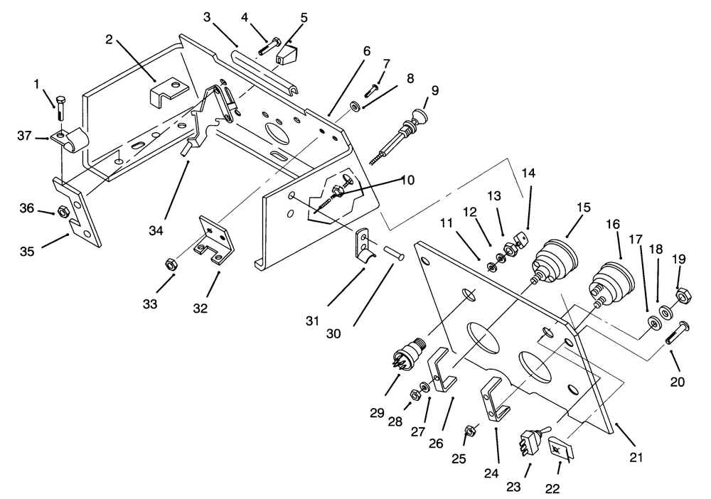 Control Panel Diagram and Parts List for 73400 6900001 - 6999999 Toro Lawn Tractor