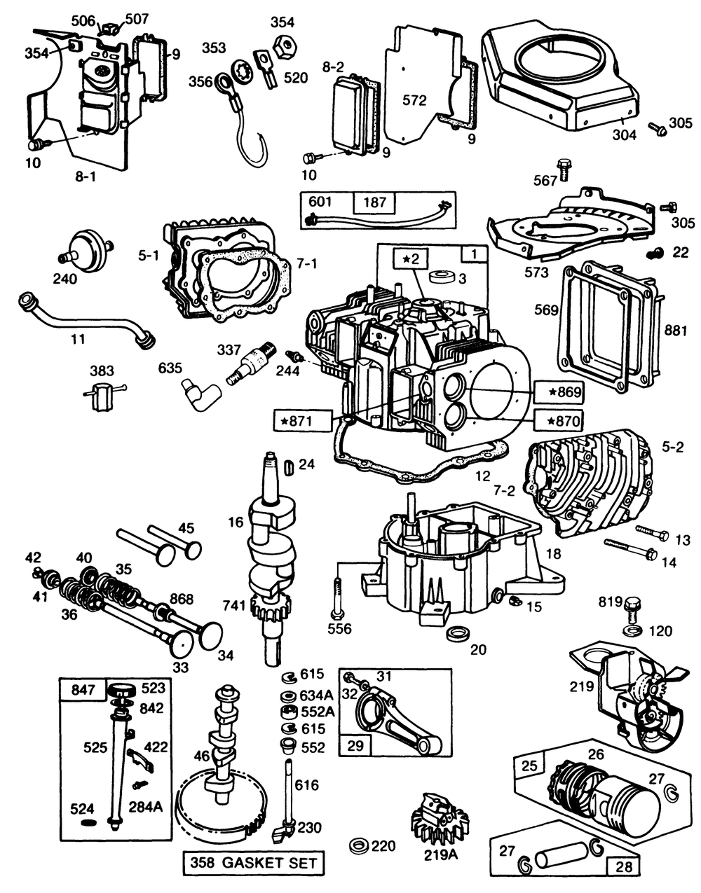 Engine Briggs & Stratton Model No. 402707-0158-01 (Continued) Diagram and Parts List for 30116 7000001 - 7999999 Toro Lawn Tractor Accessories