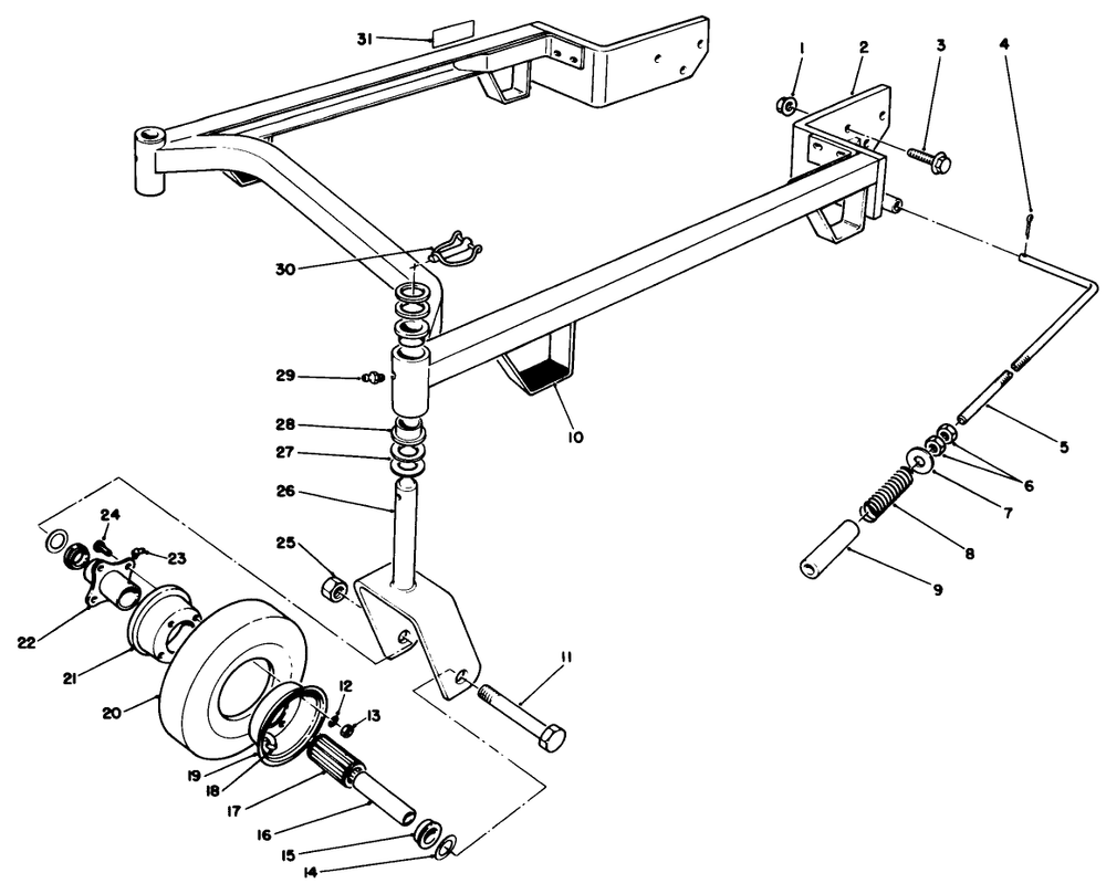 Carrier Frame Assembly Diagram and Parts List for 30144 800001 - 801221 Toro Lawn Mower