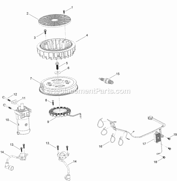 Ignition And Electrical Engine Assembly No. 1 Diagram and Parts List for 74797 315000001-315999999 Toro Lawn Mower