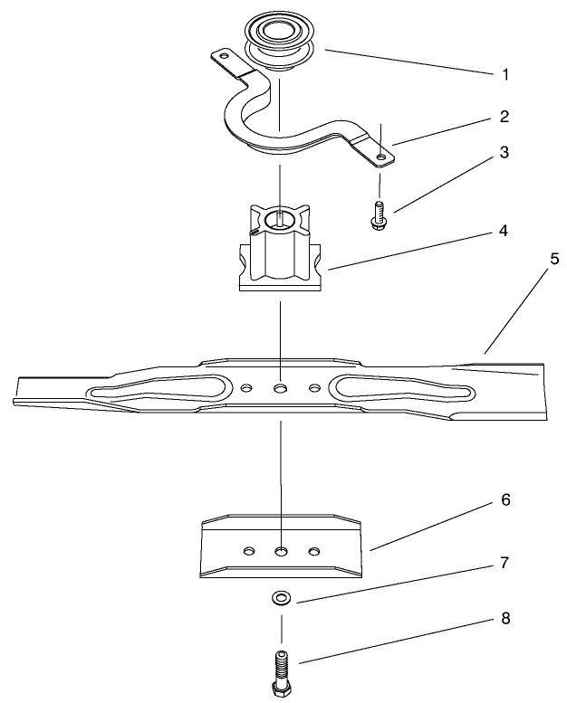 Blade Assembly Diagram and Parts List for 20808 9900001 - 9999999 Toro Lawn Mower