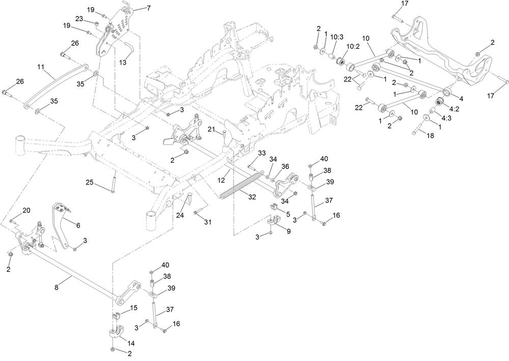 Deck Lift Assembly Diagram and Parts List for 72902TE 411000000-999999999 Toro Lawn Mower