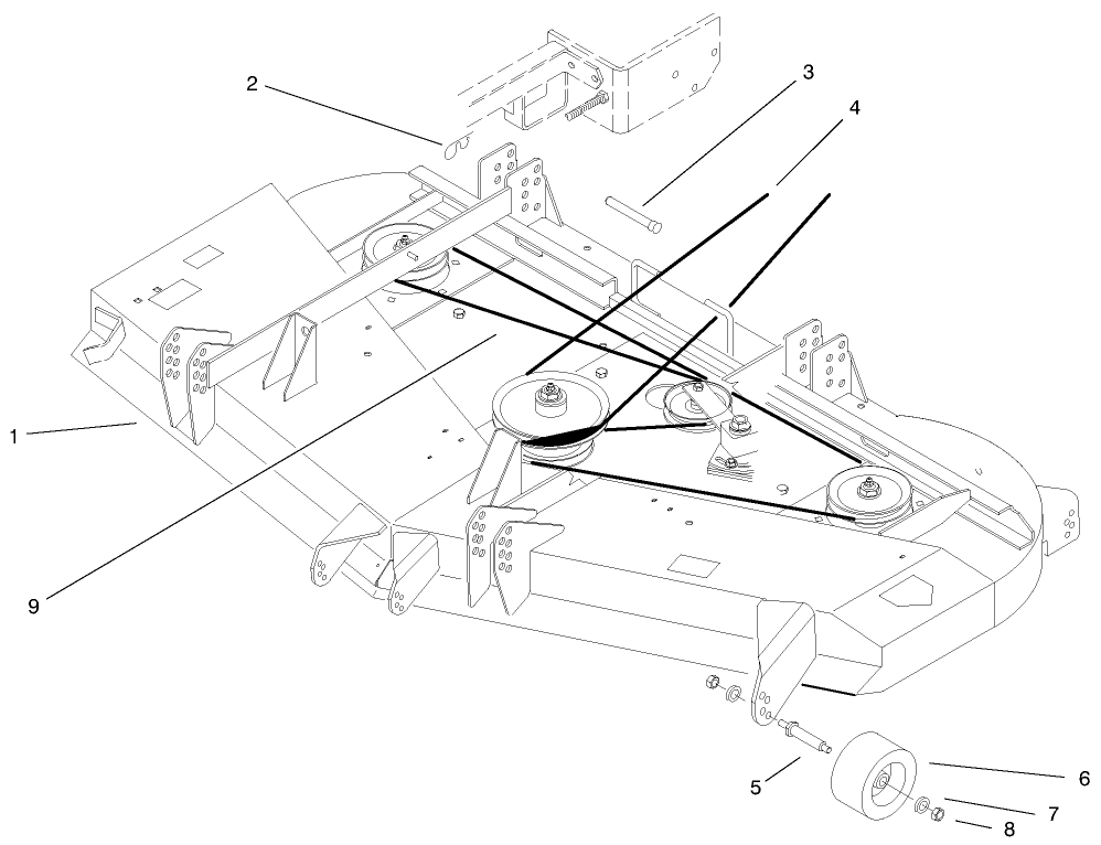 Belts, Rollers And Gage Wheel Diagram and Parts List for 30162 990001 - 999999 Toro Lawn Mower