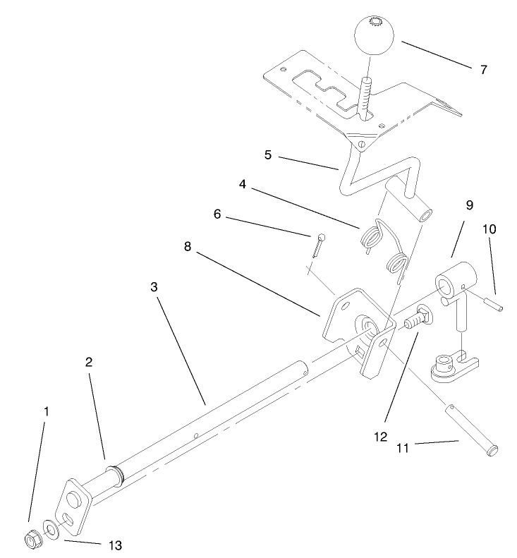 Hi-Lo Shift Assembly Diagram and Parts List for 73550 8900001 - 8999999 Toro Lawn Tractor
