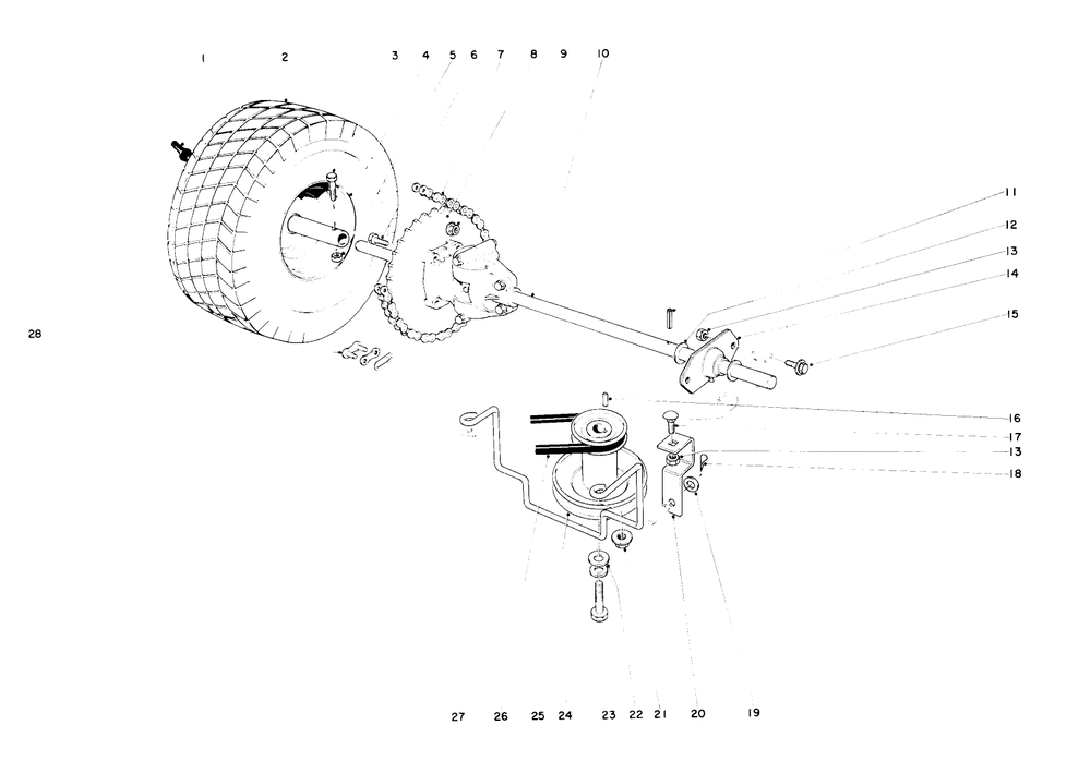 Rear Axle Assembly Diagram and Parts List for 56000 2000001 - 2999999 Toro Lawn Tractor