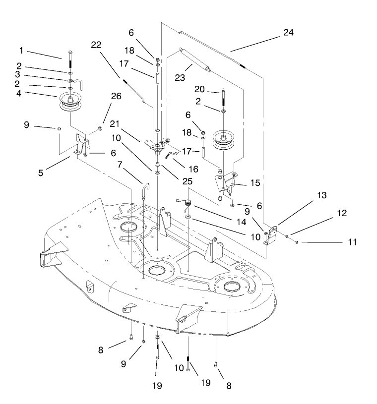 Brake & Idler Assembly Diagram and Parts List for 79107 9900001 - 9999999 Toro Lawn Mower