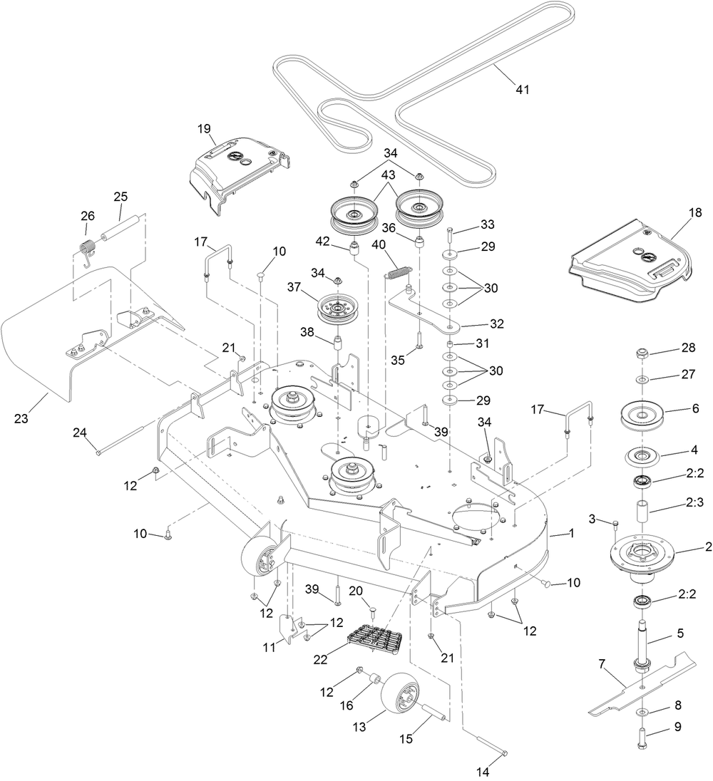 Deck Assembly Diagram and Parts List for 77248 411435988 - 999999999 Toro Lawn Tractor