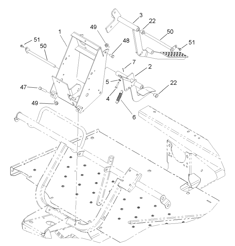 Pedal Assembly Diagram and Parts List for 12004 230000001 - 230999999 Toro Lawn Tractor
