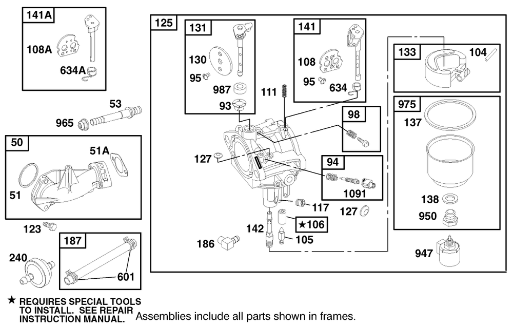 Engine Briggs & Stratton Model 28q777-0690-E1 Diagram and Parts List for 71240 9900001 - 9999999 Toro Lawn Tractor
