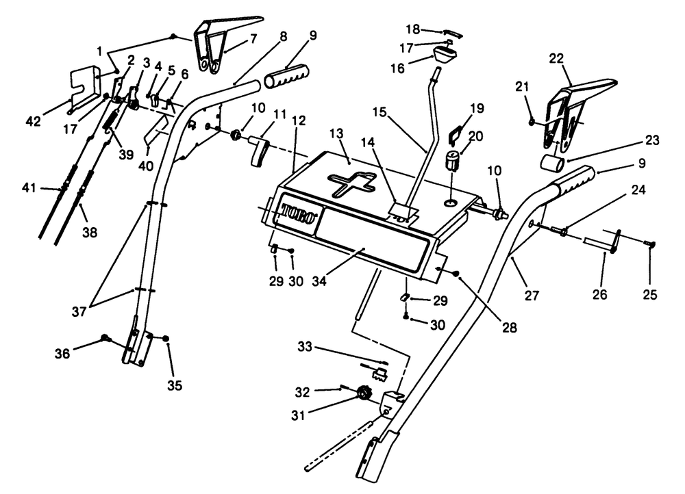 Handle Assembly Diagram and Parts List for 38520 8000001 - 8999999 Toro Snow Blower