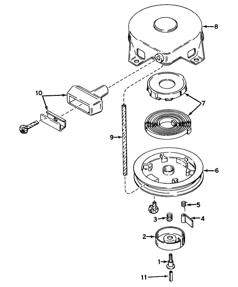Rewind Starter No. 590420 (Model No. 56022) Diagram and Parts List for 56027 4000001 - 4999999 Toro Lawn Tractor