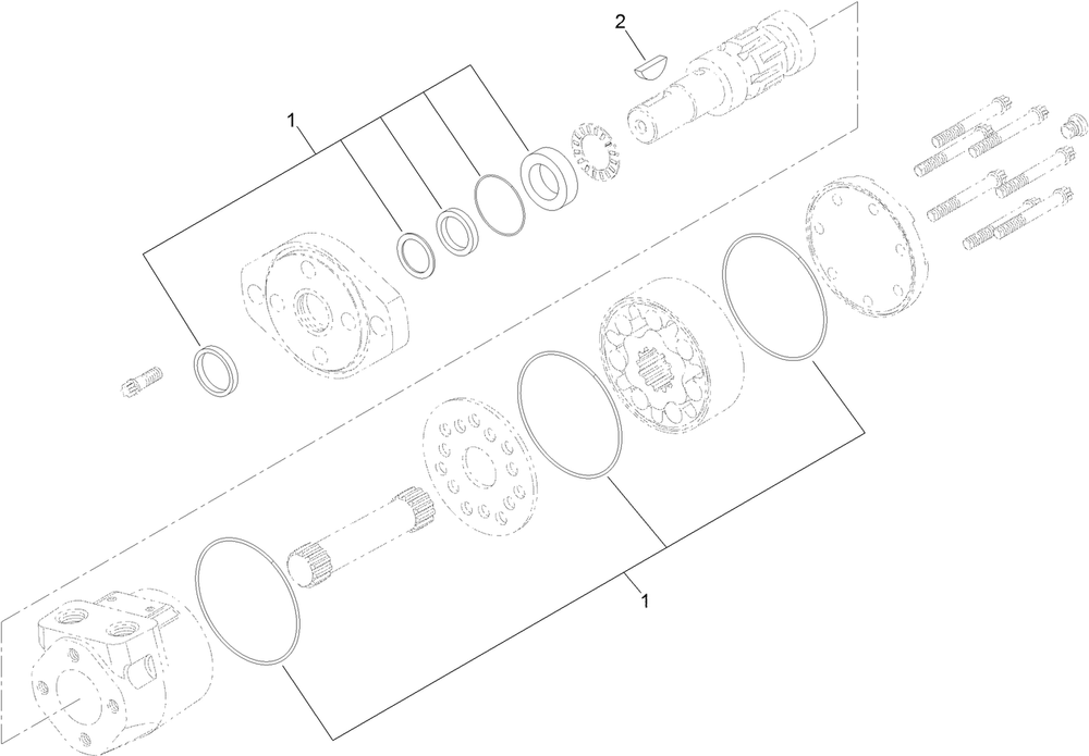 Hydraulic Motor Assembly Diagram and Parts List for 78593 400000000-402859999 Toro Lawn Mower
