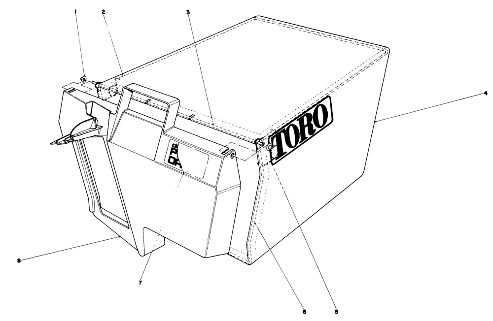Grass Bag Assembly No. 11-0189 Diagram and Parts List for 20715 4000001 - 4999999 Toro Lawn Mower