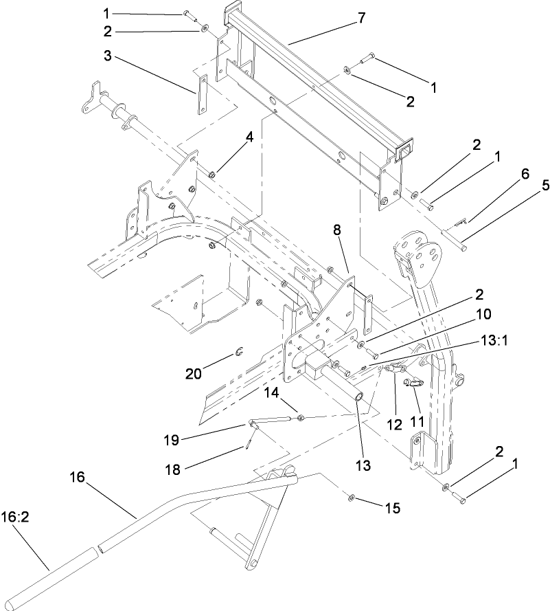 Gas Series Units  Bagger Mounting Assembly Diagram and Parts List for 78544 (290000001-290999999)(2009) Toro Lawn Mower