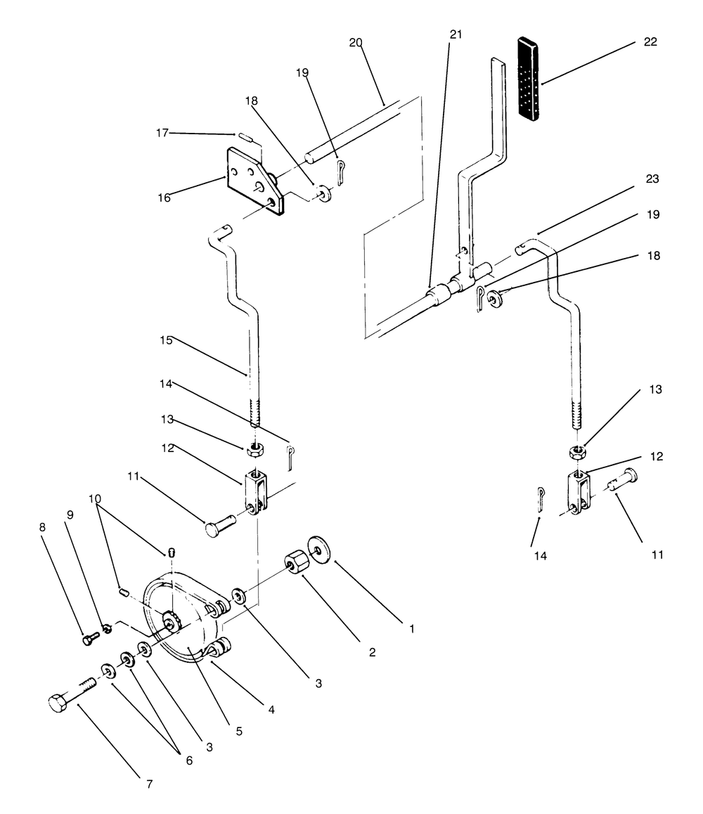 Parking Brake Diagram and Parts List for 74140 590001 - 599999 Toro Lawn Tractor