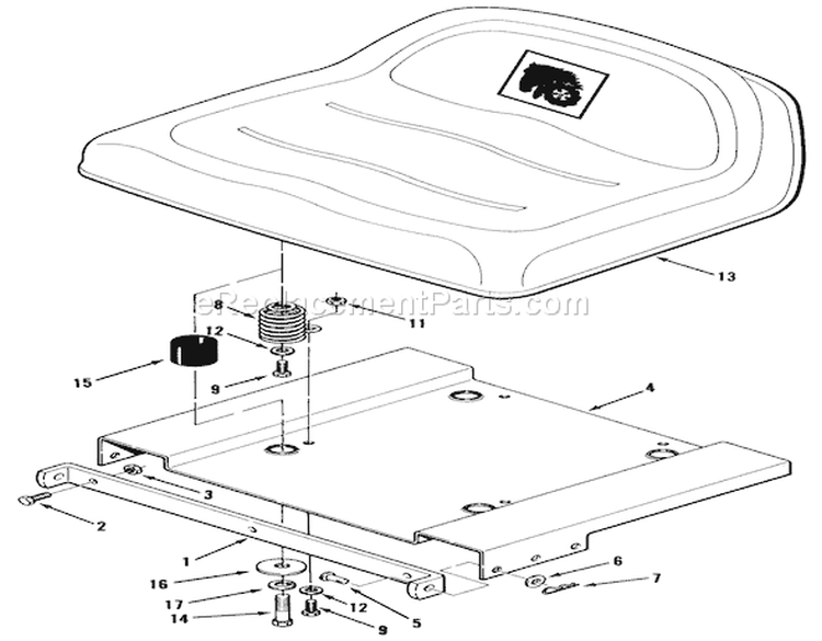 Seat And Suspension Diagram and Parts List for B3-08B302 1981 Toro Lawn Tractor