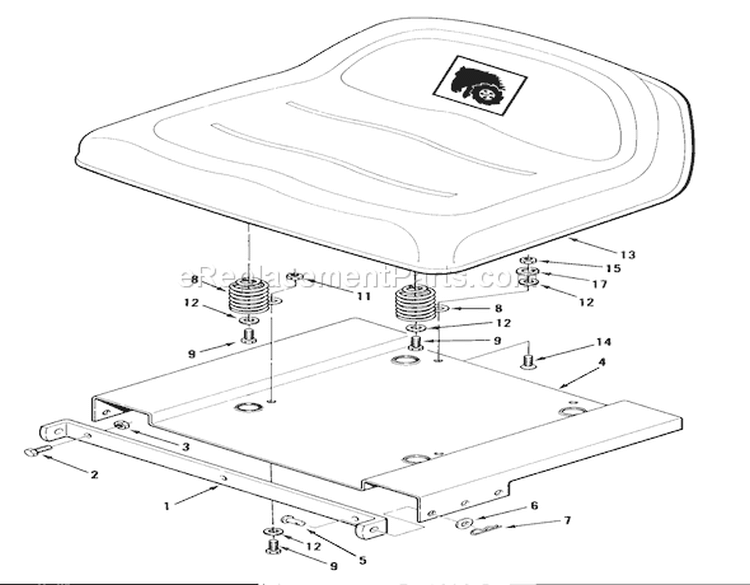 Seat And Suspension Diagram and Parts List for 33-08B504 1988 Toro Lawn Tractor