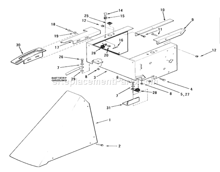 Sheet Metal Diagram and Parts List for 33-08B504 1988 Toro Lawn Tractor