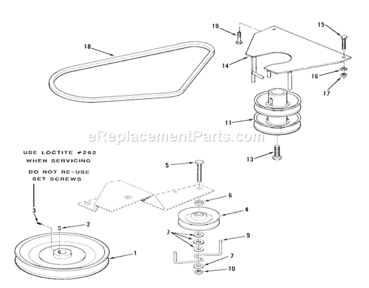 Drive Belt And Pulleys Diagram and Parts List for 33-08B504 1988 Toro Lawn Tractor