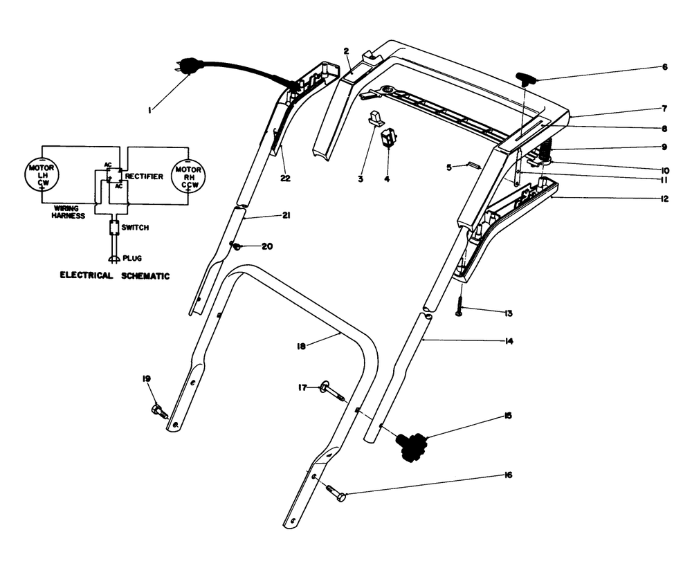 Handle Assembly Diagram and Parts List for 51170 9000001 - 9999999 Toro Lawn Mower