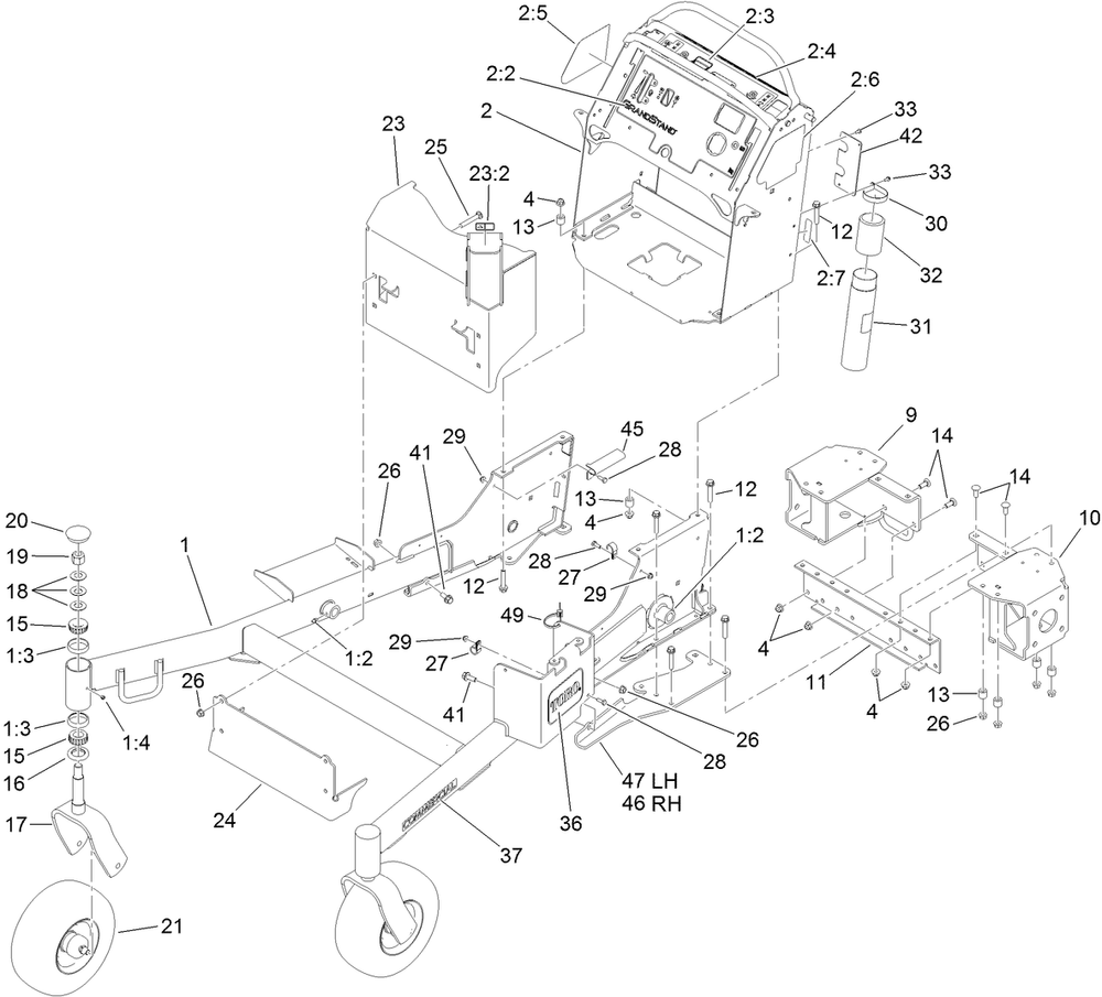 Frame Assembly Diagram and Parts List for 79553 (311000001-311999999)(2011) Toro Lawn Mower