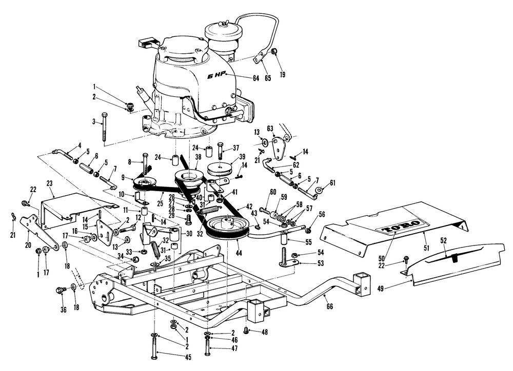 25" Hevi-Duty Parts List Diagram and Parts List for 23200 7000001 - 7999999 Toro Lawn Mower