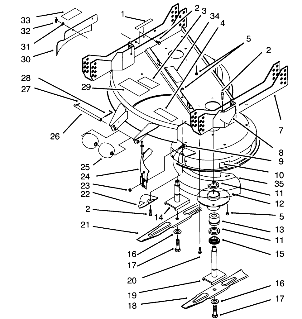 Deck & Spindle Assembly Diagram and Parts List for 30137 690001 - 699999 Toro Lawn Mower