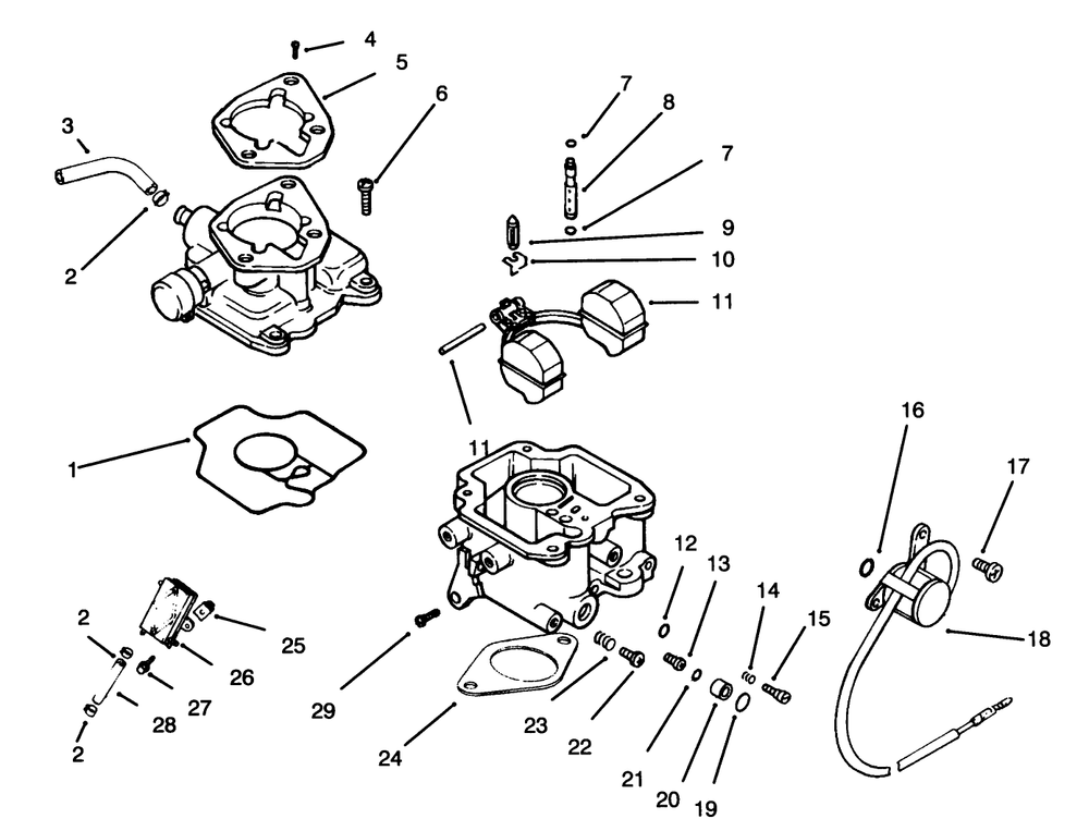 Carburetor And Fuel Pump Diagram and Parts List for 30610 390001 - 399999 Toro Lawn Tractor