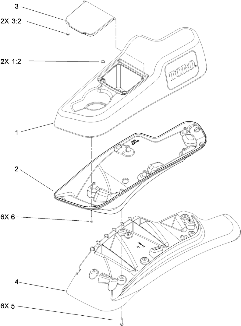 Lh Console Assembly Diagram and Parts List for 74943CP (312000001-312999999)(2012) Toro Lawn Mower