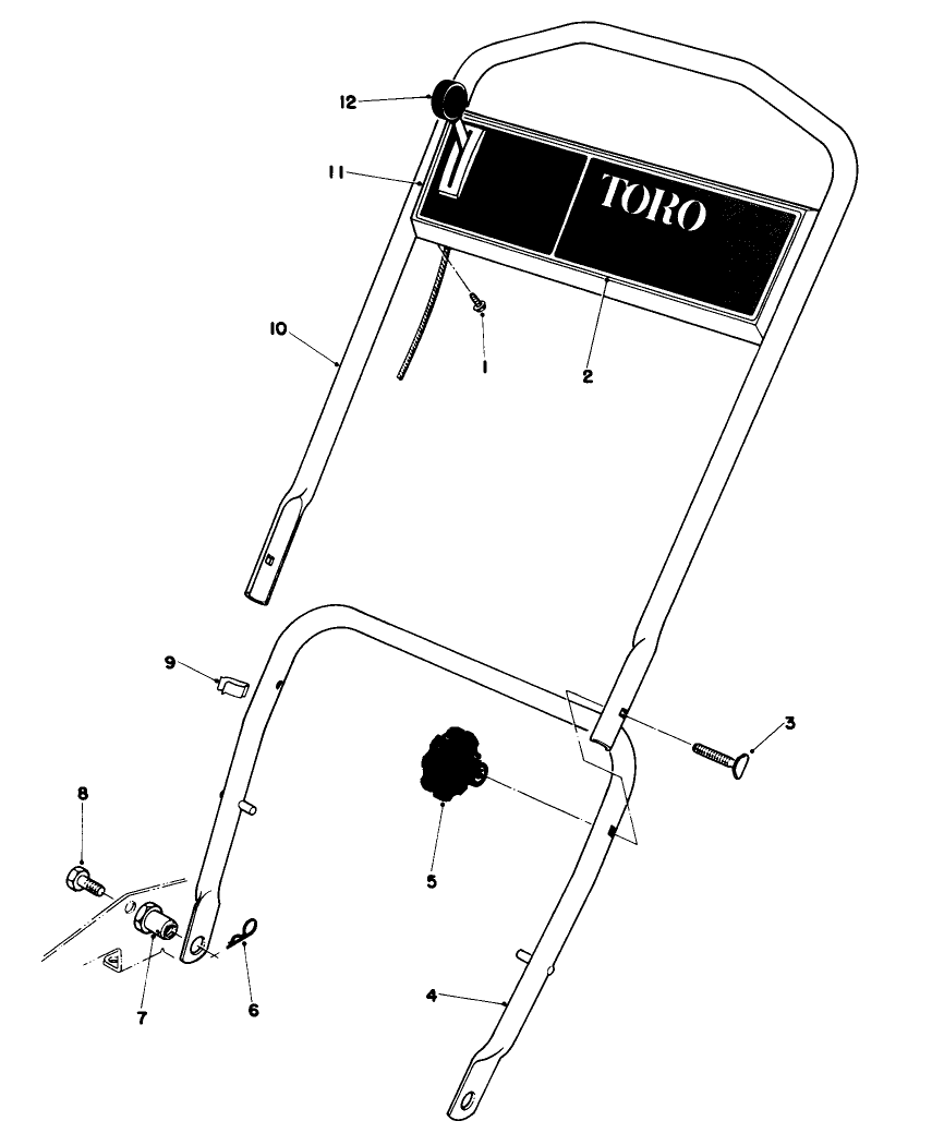 Handle Assembly Diagram and Parts List for 18015 9000001 - 9999999 Toro Lawn Mower