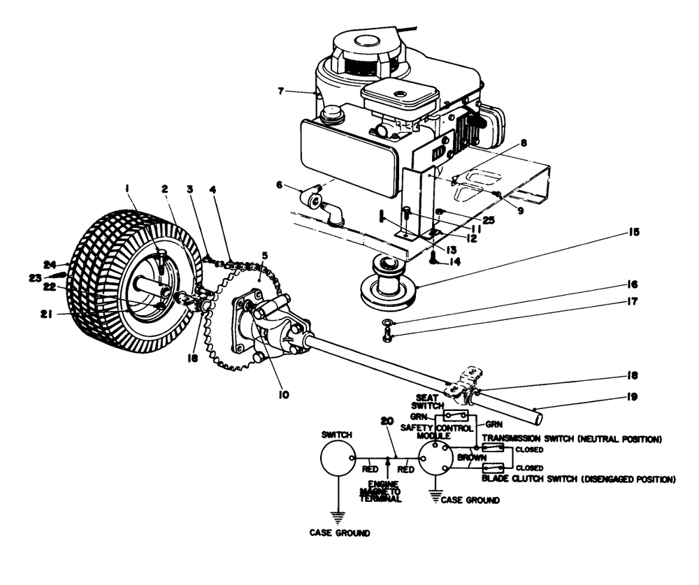 Engine And Differential Assembly Diagram and Parts List for 56006 9000001 - 9999999 Toro Lawn Tractor